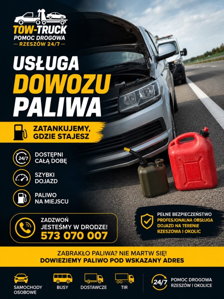 Dowóz paliwa Rzeszów – tankowanie auta w miejscu awarii
